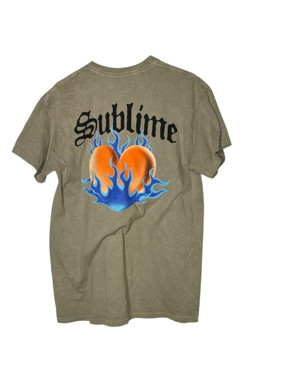 Sublime Fire Flame Heart‎ Graphic T-Shirt Sz LG Cotton